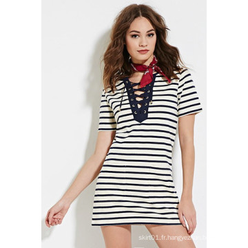 OEM 2016 Design spécial Fashion Stripe Dress pour Lady